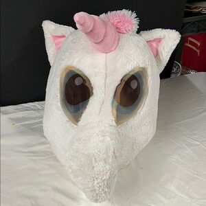 Plush White Unicorn Costume Head